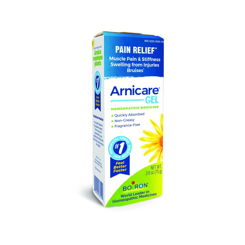 Blue and yellow tube of Arnicare arnica gel
